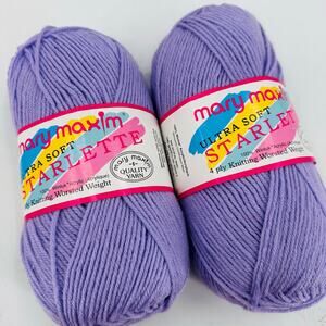 2 Vintage Mary Maxim Ultra Soft Starlette #11 Lavender Purple Acrylic Crochet